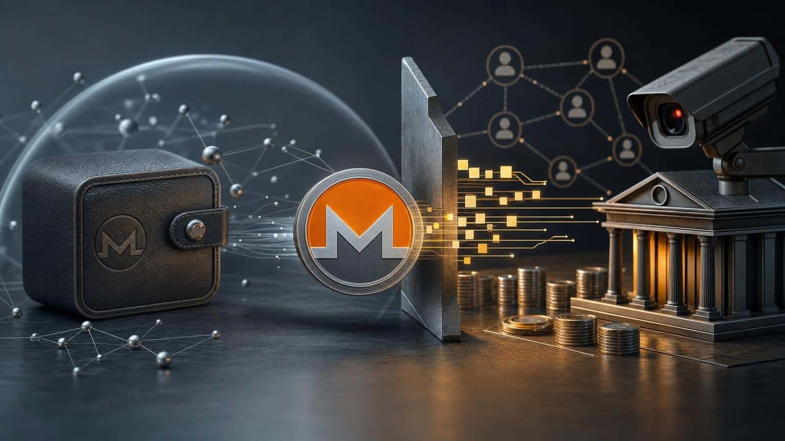 Monero wallet and XMR exchange interface illustrating the boundary between blockchain privacy, network metadata, and exchange compliance checks